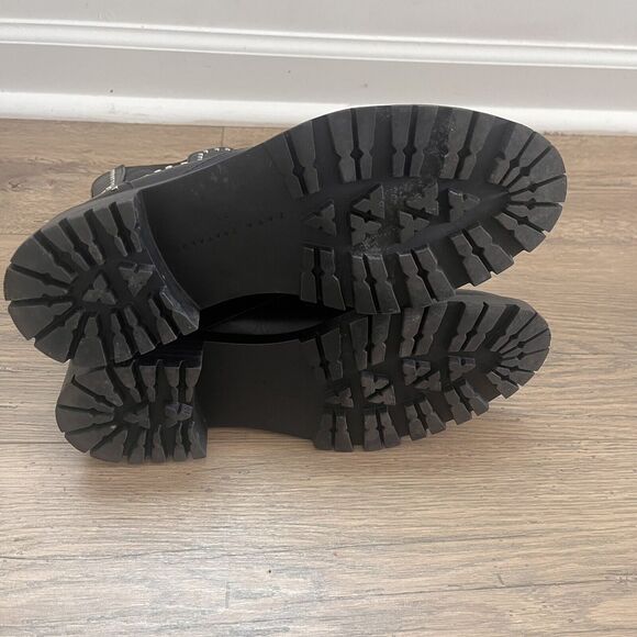 Zara Trafulac Studded Combat/Moto Ankle Boots Black Slip On Size EU37/US 76.5 - Picture 7 of 8